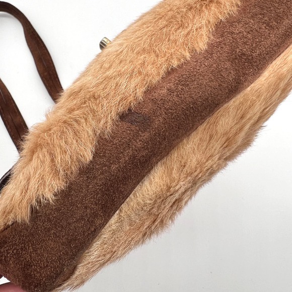 VINTAGE Kangaroo and Suede Shoulder Bag Womens Brown Tan Fur 60s to 70s Era - Picture 7 of 11